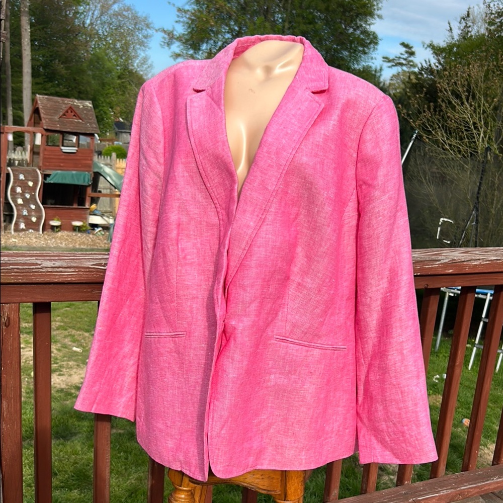 Talbots Plus Petite Pink + White Linen Blazer NWTs' Size 20 WP